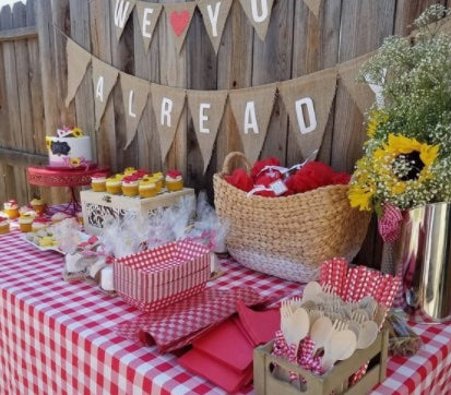 Pink gingham baby shower sales decorations